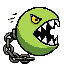 A ball-and-chain chomp creature straining to break its chain